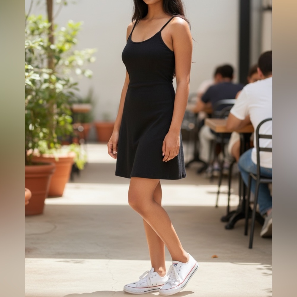 Reformation Aiden mini ribbed dress small black